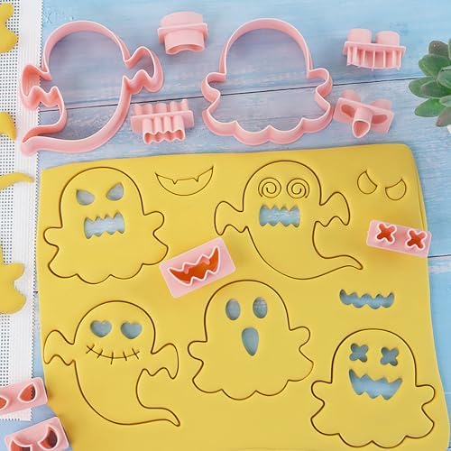 10Pcs Halloween Ghost Cookie Cutters DIY Mix Match Ghost Face Baking Molds