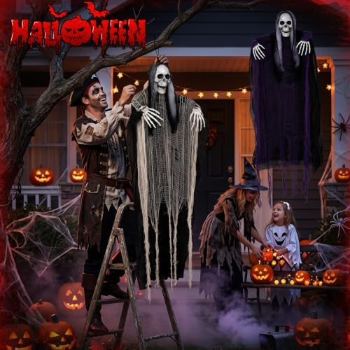 3 Pack Hanging Halloween Skeletons Ghosts Outdoor Decorations