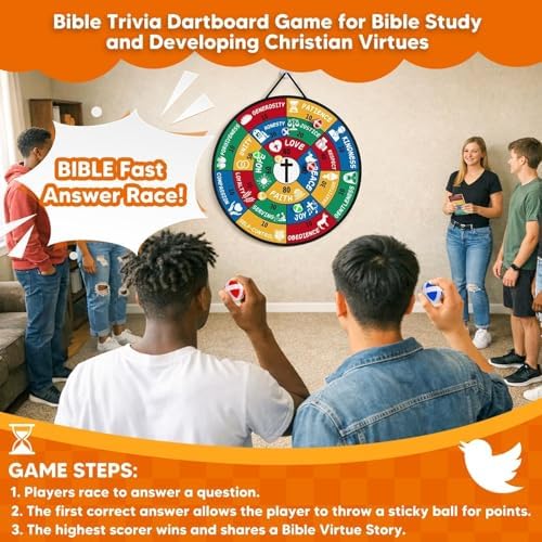 Garybank Bible Trivia Dartboard Game for Kids to Develop Biblical Virtue
