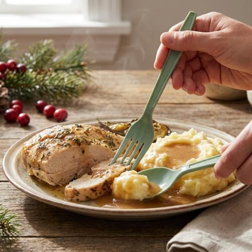 360Pcs Sage Green Plastic Silverware Set, Salad Size Disposable for Dessert