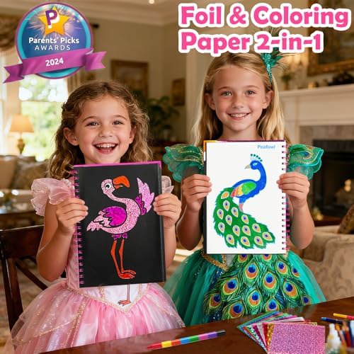 FUNNYB&G Foil Art Craft Kit for Kids, Sparkly Birthday Gift Toy for Girls
