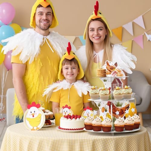 ANGOLIO Chicken Birthday Cupcake Stand - 3 Tiered Hen Party Decorations