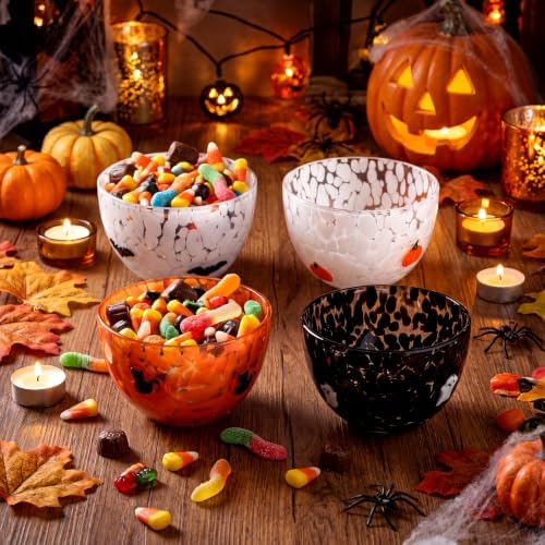 FoldTier 4 Pcs Halloween Snack Bowl, 14oz Pumpkin, Ghost, Bat, Cat Candy Dessert Bowls Double Old Fashioned Serving Bowls Gifts for Halloween Party Favors Table Decoration Supplies