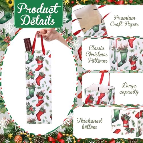 TaoBary 12 Pcs Christmas Wine Bags with Handles, Classic
