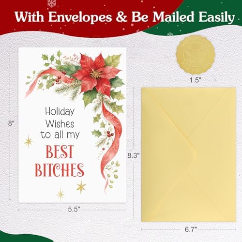 D4DREAM Poinsettia Funny Friend Christmas Card for Best Female Friend