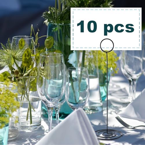Table Number Holders, 10PCS Place Card Holder, Photo Holder (8.7" Black)