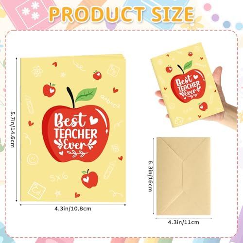4Sets Teacher Gift Card Holder Book, Teacher Appreciation Gift Card Holder with Envelopes, Thank You Teacher’s Gifts from Students, Cards Holders for Teachers, End of Year Teacher’s Appreciation Week
