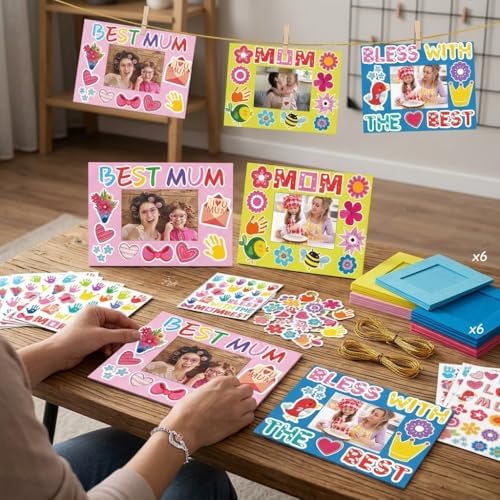 chiazllta 30 Packs Mother's Day Picture Frame Craft Kits for Mother's Daytime DIY Craft Flower Bee Butterfly Easter Art Favor Home Game Activities Bulletin Board Decoration