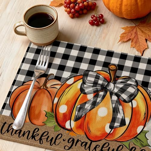 Place Mats Set of 4 12x18 inch (Buffalo Pumpkin, 12"x18")