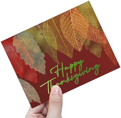 Fancy Land Glitter Thanksgiving Greeting Cards with Envelopes 24 Pack Bulk