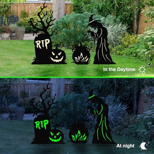 BRIGHTDECK 3 Pcs Halloween Witch Yard Signs Outdoor Decorations, Large