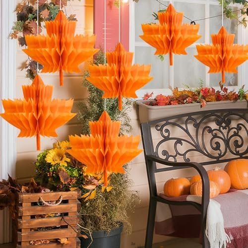 Fall Paper Maple Leaves Honeycomb 12Inch