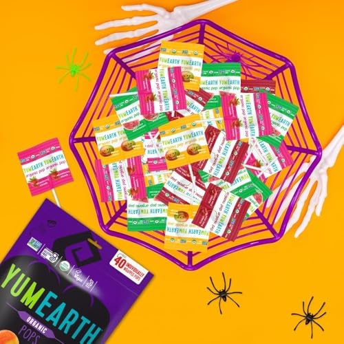 YumEarth Organic Halloween Candy, Allergy Friendly, Gluten Free, Non-GMO, Vegan, No Artificial Flavors or Dyes (60 Count (Pack of 2))