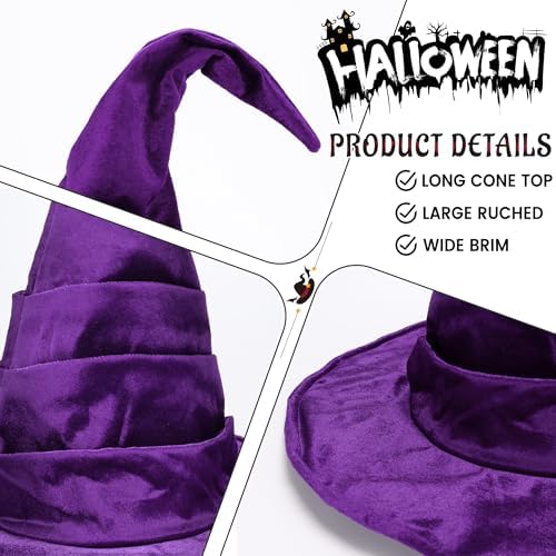 Ibeauti Witch Hat Women Large Ruched Halloween Witch Hat Costume Accessory for Party