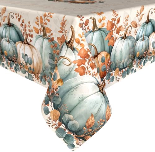 Fall Square Tablecloth 60x60 Inch, Stain Resistant Washable Fabric Autumn Pumpkin Table Cloth Square Fall Tablecloth Table Cover for Kitchen Dining Party