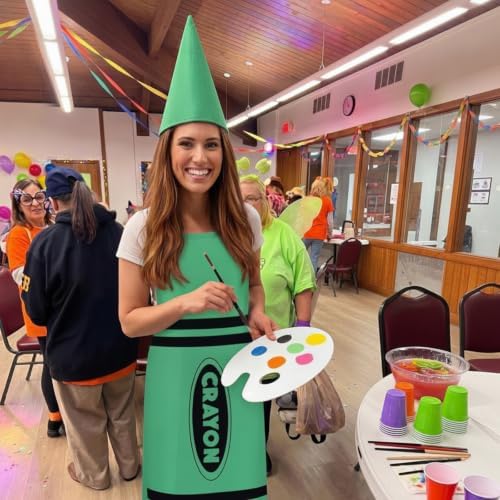 Teenyyou Crayon Costume with Apron and Cone Hat Adult