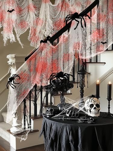 Biubee 5 Pack 30'' x 72'' Stretchy Blood Red Creepy Cloth Halloween Decor