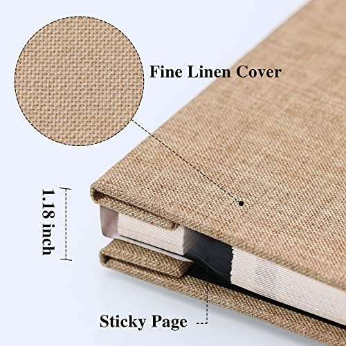 Vienrose Large Self Adhesive Photo Album with Window 13x12.6 60 Pages Khaki