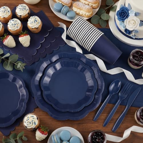 175 Pcs Navy Blue Plates and Napkins Serve Blue Party Supplies 25 Guest
