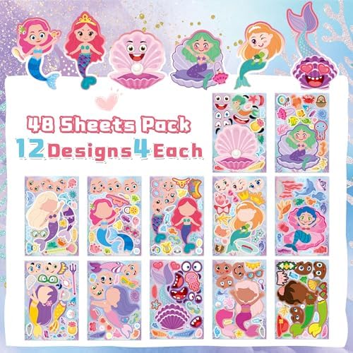Mermaid Stickers 48 Sheets Mermaid Party Favors Girls Kids Toddlers