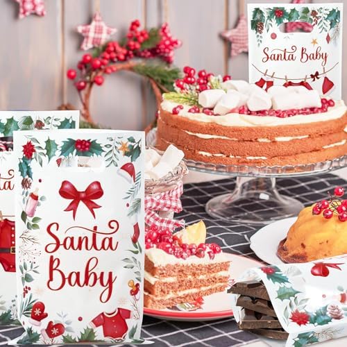 Haooryx Christmas Santa Baby Shower Party Favor Bags Gift Wrapping Decor