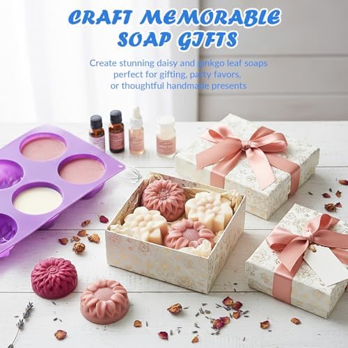 HKNMTT 3Pcs Soap Molds 6-Cavity Multi-Design Silicone Mold for DIY Craft