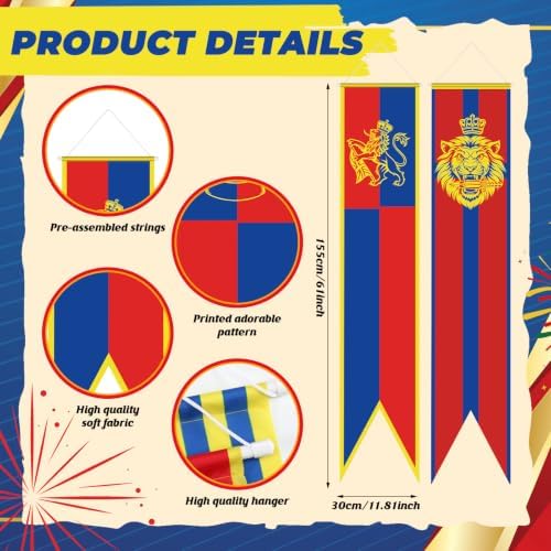 Hahafelt 6 Pcs Medieval Party Decorations Banners 61 Inch Knight Lion Bulletin Board Banner Medieval Fantasy Porch Door Hanging Decor for Wall Classroom Office Renaissance Castle Party Supplies Knight