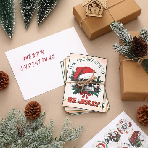 Motiskyy 24 Set Funny Christmas Cards with Envelopes, Goth Xmas Postcards