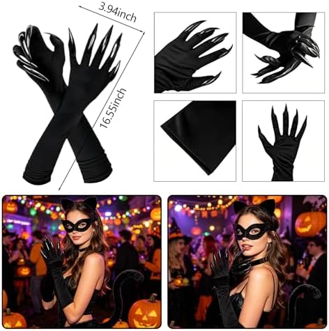Cat Woman Costume 5-pc Accessory Kit with Cat Ear Headband & Claw Gloves
