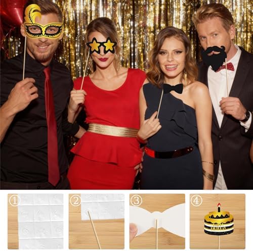 Birthday Inflatable Photo Booth Frame, 30PCS Black Gold Photo Booth Props, Inflatable Selfie Frame Cheer to 18 20 30 40 50 60 70 Years Old Decor Supplies for Men Women Boys Girls