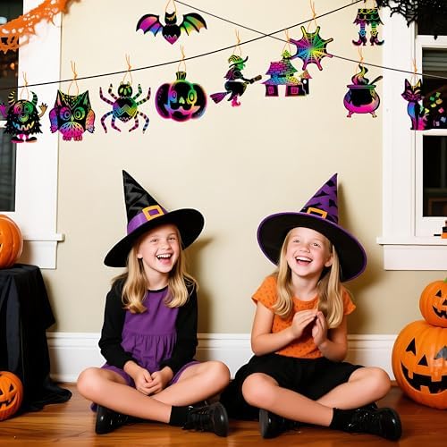 JOYIN 72 Pcs Halloween Rainbow Scratch Art Crafts for Kid, Halloween Party Favors, Scratch Off Paper with 18 Designs for Party Supplies, Classroom Activities Game Goodies Gifts