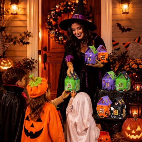 Gersoniel 24 Pcs Halloween Treat Boxes Mini Castle House Candy Box