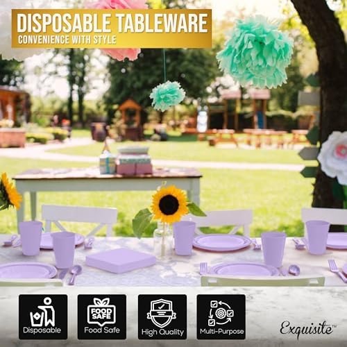 Exquisite 350 Pcs Lavender Plates and Napkins Party Supplies Plate Sets