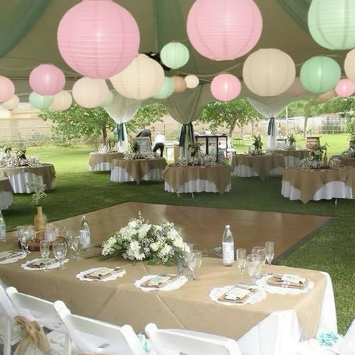 Sage Green Pink Paper Lanterns Decorative 12pcs Wedding Hanging Decorations for Bridal Shower Birthday Rustic Party Neutral Baby Shower Sage Green Home Decor