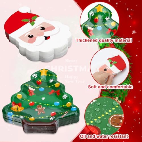JULBEAR 100PCS Christmas Paper Plates and Napkins Sets for Party Supplies