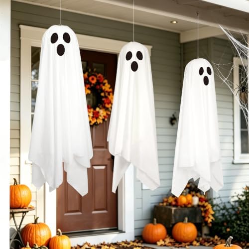DAZONGE Halloween Decor, 3 Pack Light Up Halloween Hanging Ghosts Decor