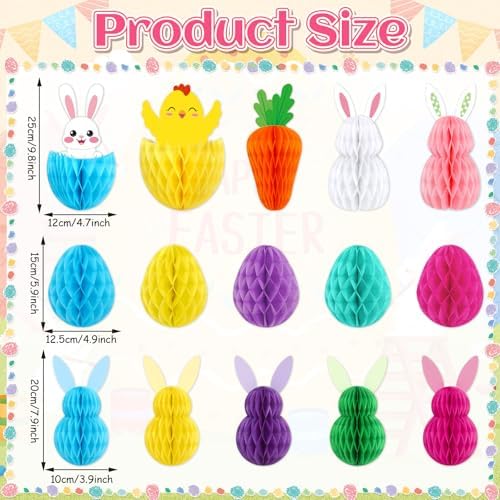 15 Pcs Easter Honeycomb Hanging Decorations Spring Party Decor