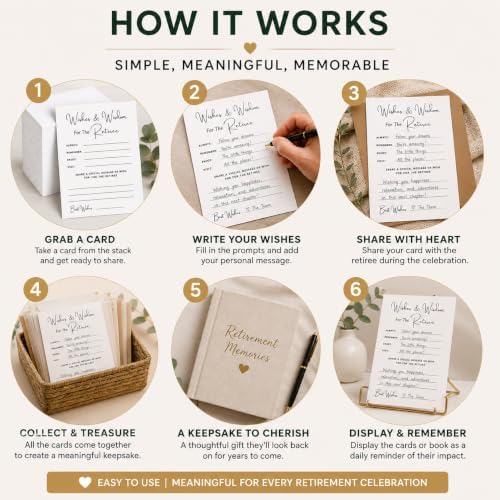 Retirement Advice Cards, Wishes & Wisdom for the Retiree, 25 Cards, Retirement Party Guest Activity, Retirement Wishes Keepsake, Guest Book Alternative