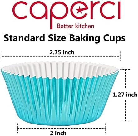 Caperci Sky Blue Foil Cupcake Muffin Liners Standard Baking Cups 150pcs