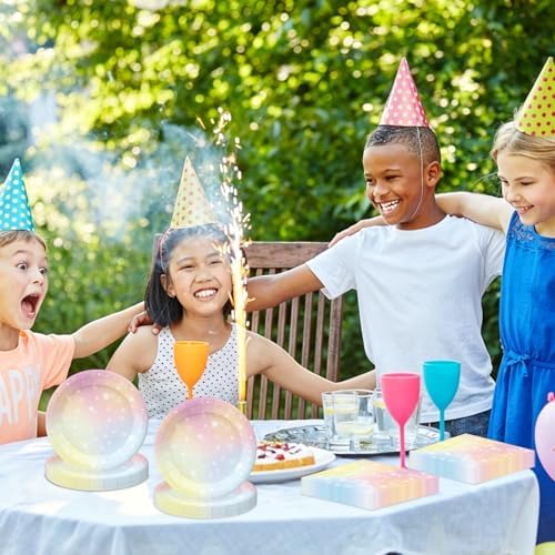 50Pcs Pastel Plates and Napkins Party Supplies, Disposable Rainbow Theme Birthday Paper Plates Napkins Tableware Set for Baby Shower Weddings Birthday Party Decorations (Pastel)