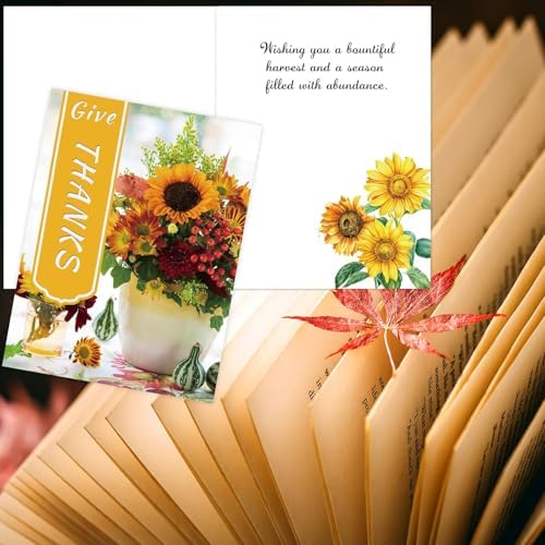 WorldBazaar Thanksgiving Greeting Cards with Scripture 24 Pcs Fall Religious Cards with Bible Verses Floral Thanksgiving Card Bulk Envelopes Assortment