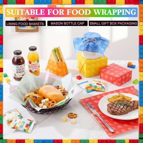 Ireer 300 Pcs Building Block Deli Paper, 12 x 12 Inch Party Food Wrappers