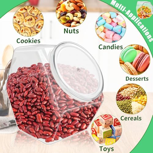 3 Pack Hexagon Plastic Candy Jars,72oz Clear Cookie Jar with Lid for Dry Food,Snacks,Candies,Cookies,Dog Treats,Laundry Pods,Coffee Pods,Craft Supplies
