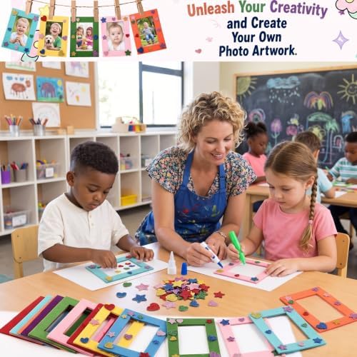 Jetec 24 Pieces Felt Craft Picture Frames with Stickers 4x6 in 12 Colors