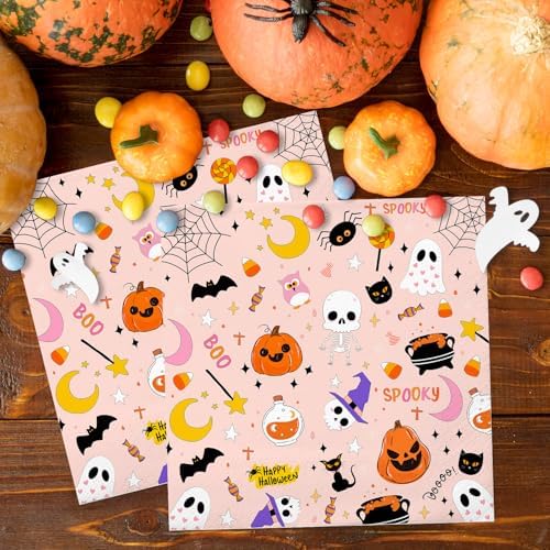 50Pcs Halloween Pink Paper Napkins - 2-Ply, 6.5×6.5 Inches