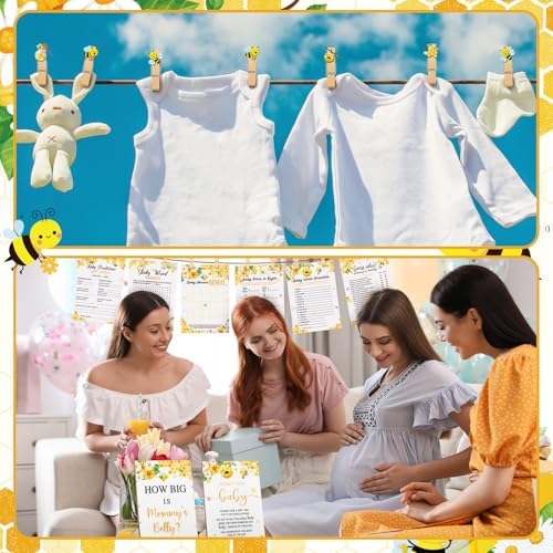 Funnymoom 426 Pcs Bee Baby Shower Games Set, 8 Games Bingo Scramble