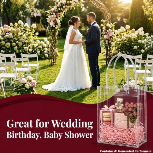 MAQIHAN Clear Goodie Bags with Handles - Party Favor Candy Bags Transparent