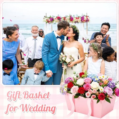 Colarr 12 Pack Basket for Gift Empty Bulk Empty Gift Basket Kit, Pink