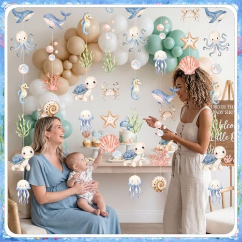 Xinnun 8 Pcs Sea You Soon Baby Shower Decorations Under The Sea Garlands