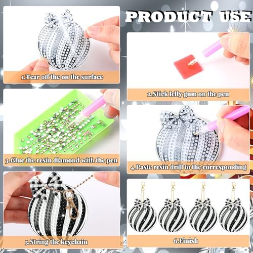 Tondiamo 20 Pcs Christmas Diamond Art Kits 5D DIY Diamond Painting Keychain